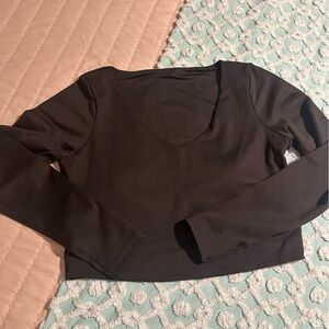 GILLY HICKS Dark Brown long sleeve cropped top sz XL